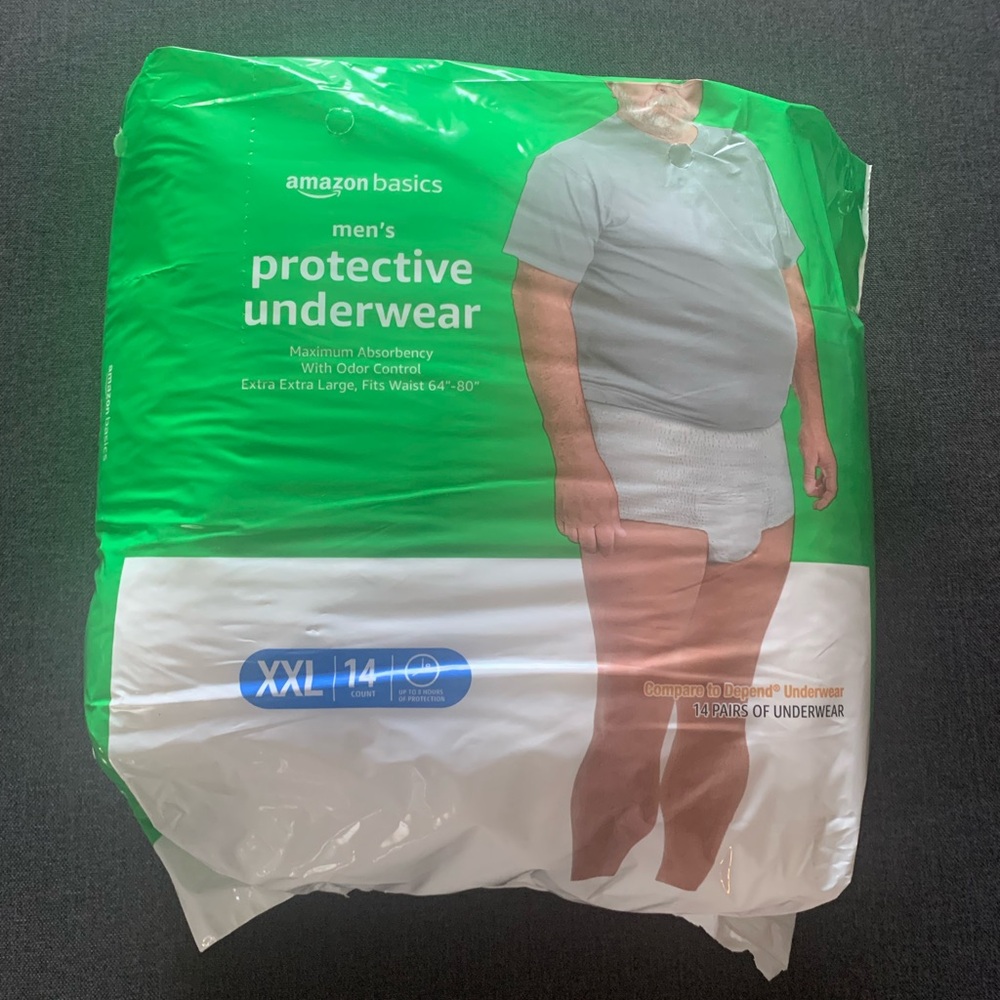 Amazon Basics Incontinence Men’s Protective Underwear Maximum Absorbency XXL NWT